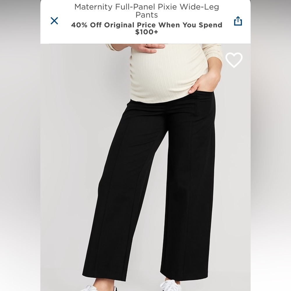 Wide Leg Black Maternity Pants - Large